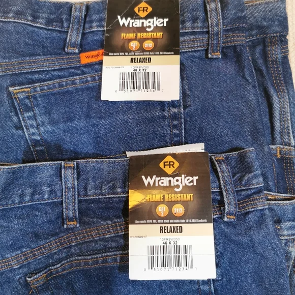 Wrangler Flame Resistant Relaxed fit jeans, 2 pair, CAT 2 2112, 46X32